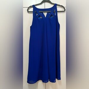 Blue Sleeveless Aryeh Dress Chiffon With Halter Top Cutout Design Sz MED NEW!